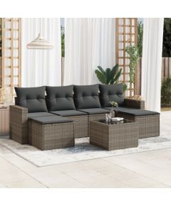 vidaXL 7-częściowy zestaw wypoczynkowy do ogrodu, z poduszkami, szary Dārza mēbeļu komplekti