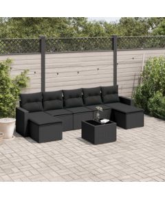 vidaXL 8-częściowy zestaw wypoczynkowy do ogrodu, z poduszkami, czarny Dārza mēbeļu komplekti