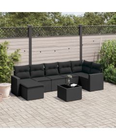 vidaXL 8-częściowy zestaw wypoczynkowy do ogrodu, z poduszkami, czarny Dārza mēbeļu komplekti