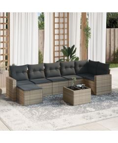 vidaXL 8-częściowy zestaw mebli ogrodowych z poduszkami, szary, polirattan Dārza mēbeļu komplekti