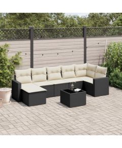 vidaXL 8-częściowy zestaw wypoczynkowy do ogrodu, z poduszkami, czarny Dārza mēbeļu komplekti