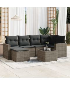 vidaXL 7-częściowy zestaw wypoczynkowy do ogrodu, z poduszkami, szary Dārza mēbeļu komplekti