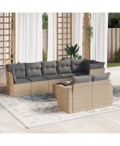 vidaXL 9-częściowy zestaw mebli ogrodowych z poduszkami, beżowy, polirattan Dārza mēbeļu komplekti