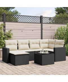 vidaXL 7-częściowy zestaw wypoczynkowy do ogrodu, z poduszkami, czarny Dārza mēbeļu komplekti