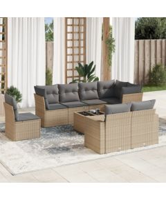 vidaXL 9-częściowy zestaw mebli ogrodowych z poduszkami, beżowy, polirattan Dārza mēbeļu komplekti