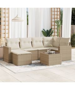 vidaXL 7-częściowy zestaw wypoczynkowy do ogrodu, z poduszkami, beżowy Dārza mēbeļu komplekti