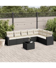 vidaXL 8-częściowy zestaw wypoczynkowy do ogrodu, z poduszkami, czarny Dārza mēbeļu komplekti