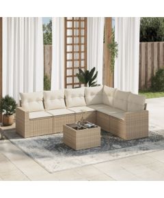 vidaXL 7-częściowy zestaw wypoczynkowy do ogrodu, z poduszkami, beżowy Dārza mēbeļu komplekti