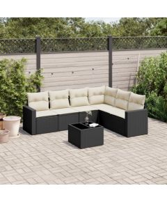 vidaXL 7-częściowy zestaw wypoczynkowy do ogrodu, z poduszkami, czarny Dārza mēbeļu komplekti