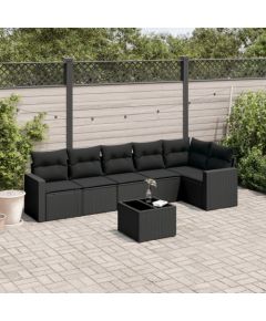 vidaXL 7-częściowy zestaw wypoczynkowy do ogrodu, z poduszkami, czarny Dārza mēbeļu komplekti