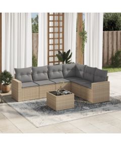 vidaXL 7-częściowy zestaw wypoczynkowy do ogrodu, z poduszkami, beżowy Dārza mēbeļu komplekti