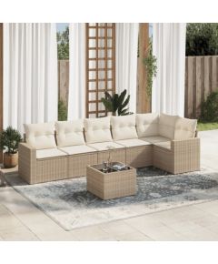 vidaXL 7-częściowy zestaw wypoczynkowy do ogrodu, z poduszkami, beżowy Dārza mēbeļu komplekti