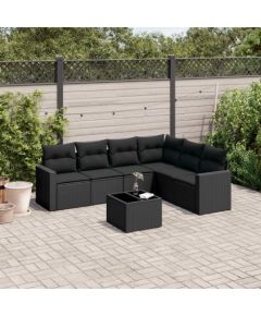 vidaXL 7-częściowy zestaw wypoczynkowy do ogrodu, z poduszkami, czarny Dārza mēbeļu komplekti