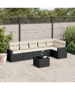 vidaXL 7-częściowy zestaw wypoczynkowy do ogrodu, z poduszkami, czarny Dārza mēbeļu komplekti