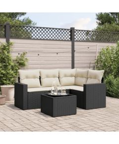 vidaXL 5-częściowy zestaw wypoczynkowy do ogrodu, poduszki, czarny rattan PE Dārza mēbeļu komplekti