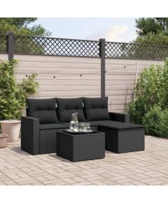 vidaXL 5-częściowy zestaw wypoczynkowy do ogrodu, poduszki, czarny rattan PE Dārza mēbeļu komplekti