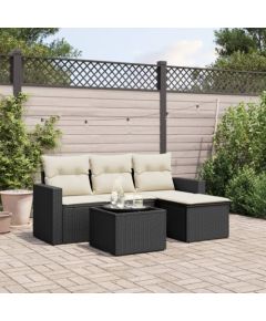 vidaXL 5-częściowy zestaw wypoczynkowy do ogrodu, poduszki, czarny rattan PE Dārza mēbeļu komplekti