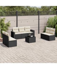 vidaXL 8-częściowy zestaw wypoczynkowy do ogrodu, z poduszkami, czarny Dārza mēbeļu komplekti