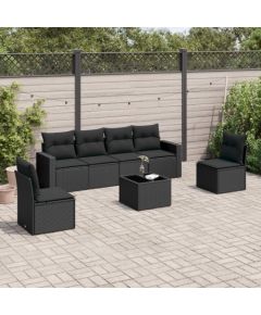 vidaXL 7-częściowy zestaw wypoczynkowy do ogrodu, z poduszkami, czarny Dārza mēbeļu komplekti