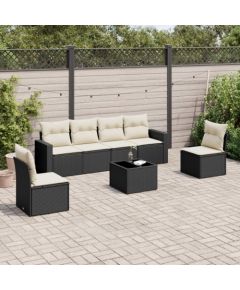 vidaXL 7-częściowy zestaw wypoczynkowy do ogrodu, z poduszkami, czarny Dārza mēbeļu komplekti