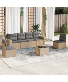 vidaXL 7-częściowy zestaw wypoczynkowy do ogrodu, z poduszkami, beżowy Dārza mēbeļu komplekti