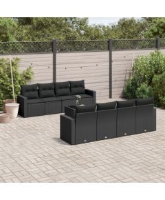 vidaXL 9-częściowy zestaw wypoczynkowy do ogrodu, z poduszkami, czarny Dārza mēbeļu komplekti