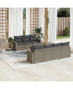 vidaXL 8-częściowy zestaw mebli ogrodowych z poduszkami, szary, polirattan Dārza mēbeļu komplekti