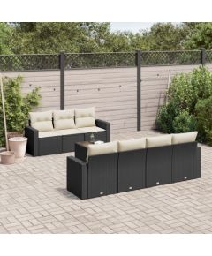 vidaXL 8-częściowy zestaw wypoczynkowy do ogrodu, z poduszkami, czarny Dārza mēbeļu komplekti