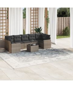 vidaXL 8-częściowy zestaw mebli ogrodowych z poduszkami, szary, polirattan Dārza mēbeļu komplekti