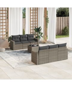 vidaXL 7-częściowy zestaw wypoczynkowy do ogrodu, z poduszkami, szary Dārza mēbeļu komplekti