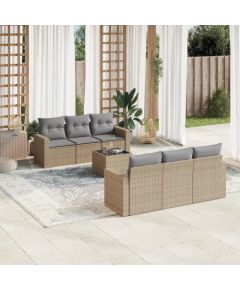 vidaXL 7-częściowy zestaw wypoczynkowy do ogrodu, z poduszkami, beżowy Dārza mēbeļu komplekti