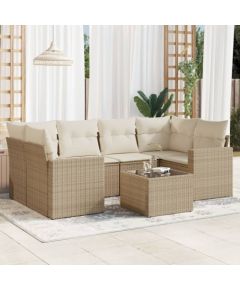 vidaXL 7-częściowy zestaw wypoczynkowy do ogrodu, z poduszkami, beżowy Dārza mēbeļu komplekti