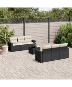 vidaXL 7-częściowy zestaw wypoczynkowy do ogrodu, z poduszkami, czarny Dārza mēbeļu komplekti