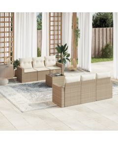 vidaXL 7-częściowy zestaw wypoczynkowy do ogrodu, z poduszkami, beżowy Dārza mēbeļu komplekti