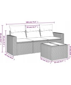 vidaXL 4-częściowy zestaw mebli ogrodowych z poduszkami, beżowy, polirattan Dārza mēbeļu komplekti