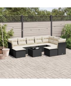 vidaXL 10-częściowy zestaw wypoczynkowy do ogrodu, poduszki czarny rattan PE Dārza mēbeļu komplekti