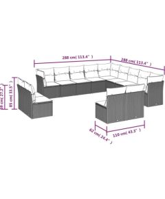 vidaXL 12-częściowy zestaw mebli ogrodowych z poduszkami, beżowy, polirattan Dārza mēbeļu komplekti