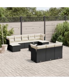 vidaXL 11-częściowy zestaw wypoczynkowy do ogrodu, poduszki czarny rattan PE Dārza mēbeļu komplekti