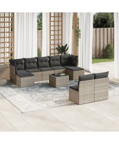 vidaXL 10-częściowy zestaw wypoczynkowy do ogrodu, z poduszkami, szary Dārza mēbeļu komplekti