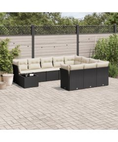 vidaXL 11-częściowy zestaw wypoczynkowy do ogrodu, poduszki czarny rattan PE Dārza mēbeļu komplekti