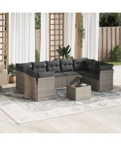 vidaXL 10-częściowy zestaw wypoczynkowy do ogrodu, z poduszkami, szary Dārza mēbeļu komplekti