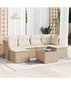 vidaXL 7-częściowy zestaw wypoczynkowy do ogrodu, z poduszkami, beżowy Dārza mēbeļu komplekti