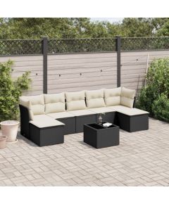 vidaXL 8-częsciowy zestaw wypoczynkowy do ogrodu, z poduszkami, czarny Dārza mēbeļu komplekti