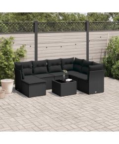 vidaXL 8-częściowy zestaw wypoczynkowy do ogrodu, z poduszkami, czarny Dārza mēbeļu komplekti