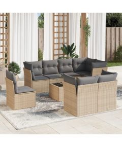 vidaXL 9-częściowy zestaw mebli ogrodowych z poduszkami, beżowy, polirattan Dārza mēbeļu komplekti