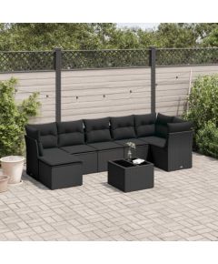 vidaXL 8-częściowy zestaw wypoczynkowy do ogrodu, z poduszkami, czarny Dārza mēbeļu komplekti