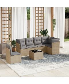 vidaXL 7-częściowy zestaw wypoczynkowy do ogrodu, z poduszkami, beżowy Dārza mēbeļu komplekti