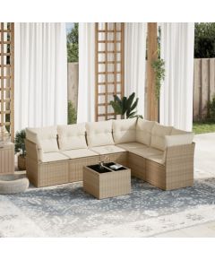 vidaXL 7-częściowy zestaw wypoczynkowy do ogrodu, z poduszkami, beżowy Dārza mēbeļu komplekti