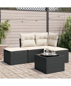 vidaXL 5-częściowy zestaw wypoczynkowy do ogrodu, poduszki, czarny rattan PE Dārza mēbeļu komplekti