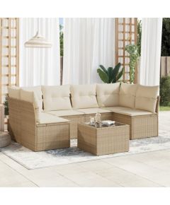 vidaXL 7-częściowy zestaw wypoczynkowy do ogrodu, z poduszkami, beżowy Dārza mēbeļu komplekti